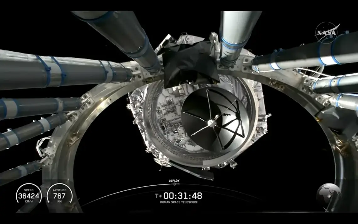 Момент отделения телескопа «Нэнси Грейс Роман» от ракеты Falcon Heavy